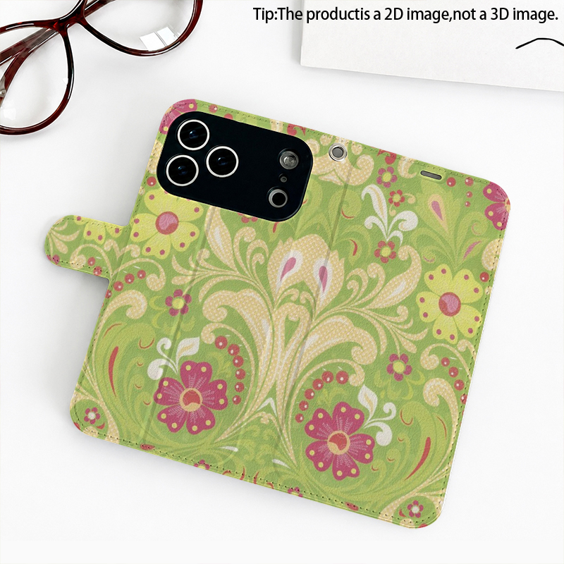 Flip Leather Case - Wild Flower Vine Pattern 2D Flip