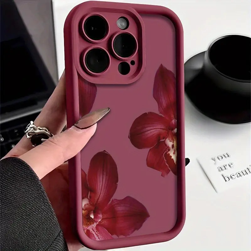 Phone Cases Xs Iphone - Wine Red Orchid Flower Pattern Phone