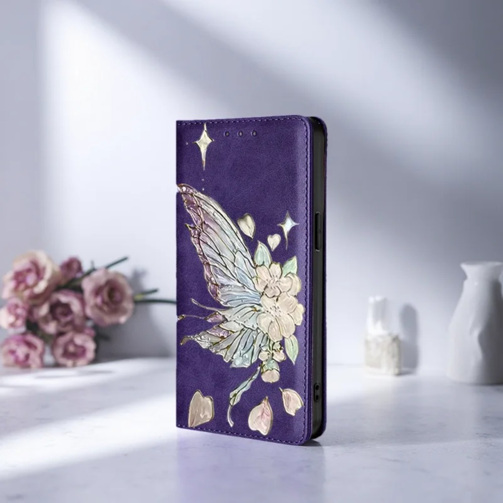 Flip Leather Case - Painted Magnetic Flip Leather Wallet Case
