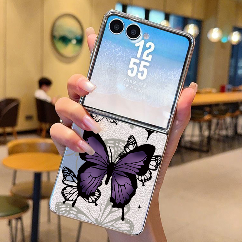 Purple Butterfly PU Leather Ph - Flip Leather Case recension och pris