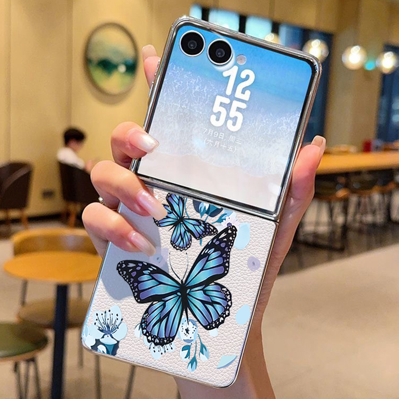 Purple Butterfly PU Leather Ph - Flip Leather Case recension och pris