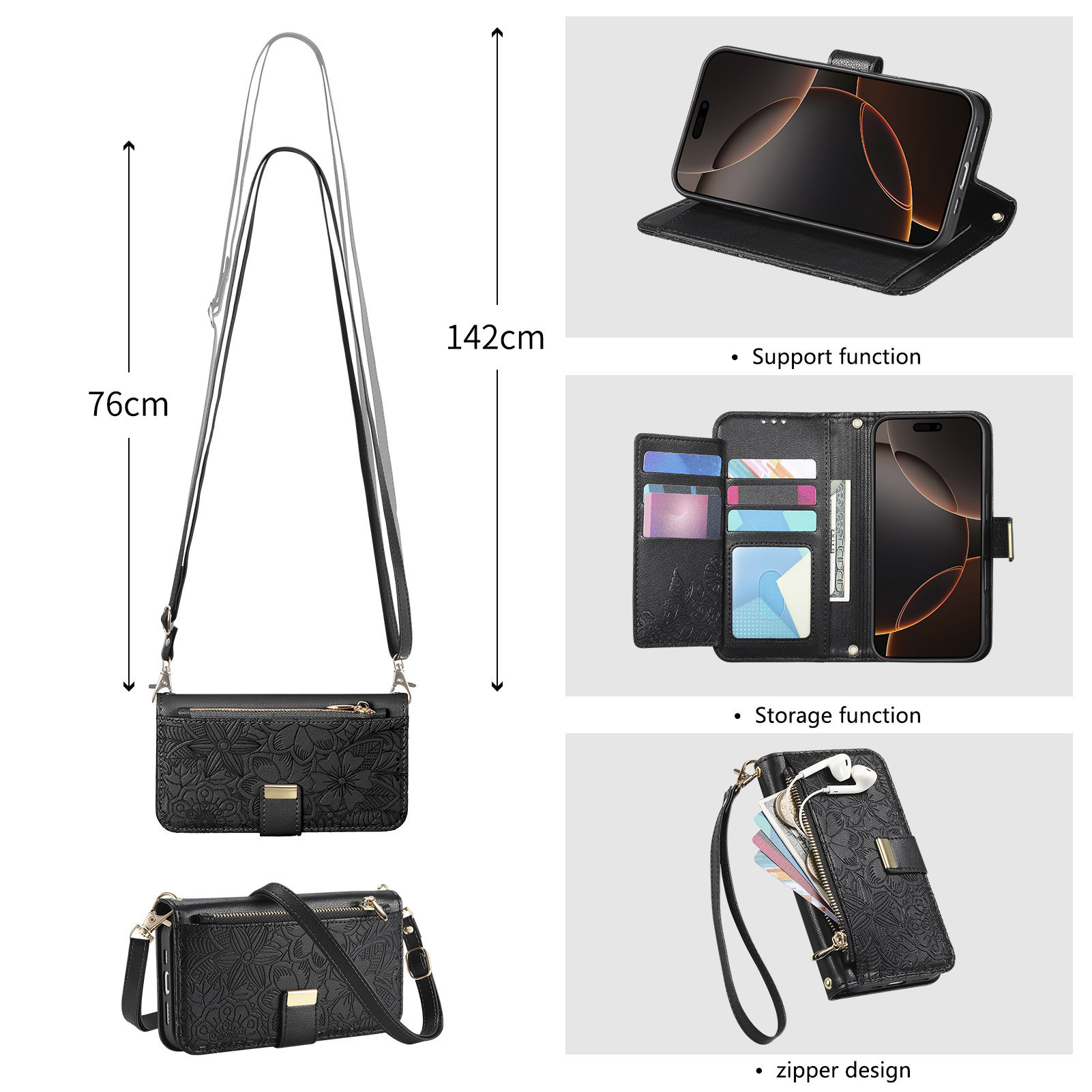 Leather Zipper Crossbody Flip  - Flip Leather Case recension och pris