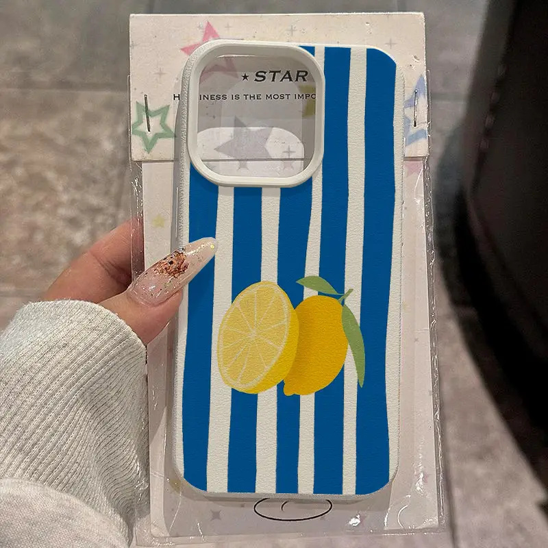 Yellow Lemon Blue Stripe Patte - Phone Cases Yellow recension och pris