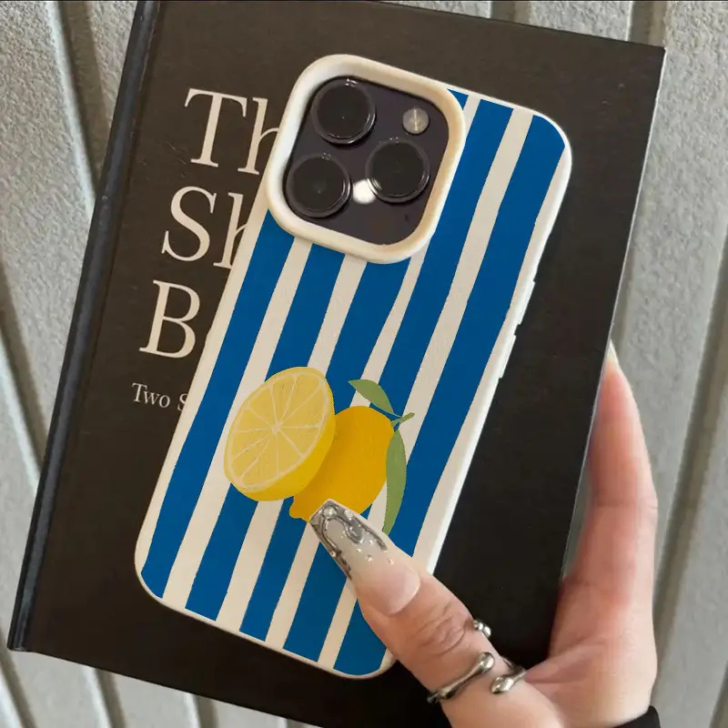 Yellow Lemon Blue Stripe Patte - Phone Cases Yellow recension och pris