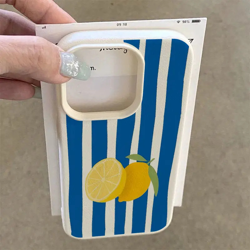 Yellow Lemon Blue Stripe Patte - Phone Cases Yellow recension och pris