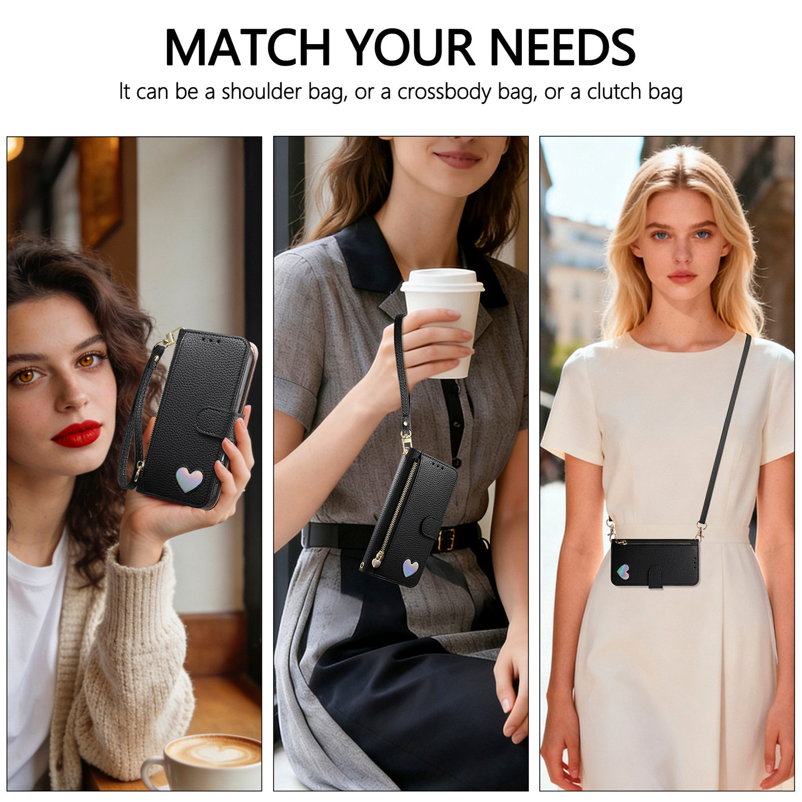 PU Leather Zipper Crossbody Wr - Flip Leather Case recension och pris