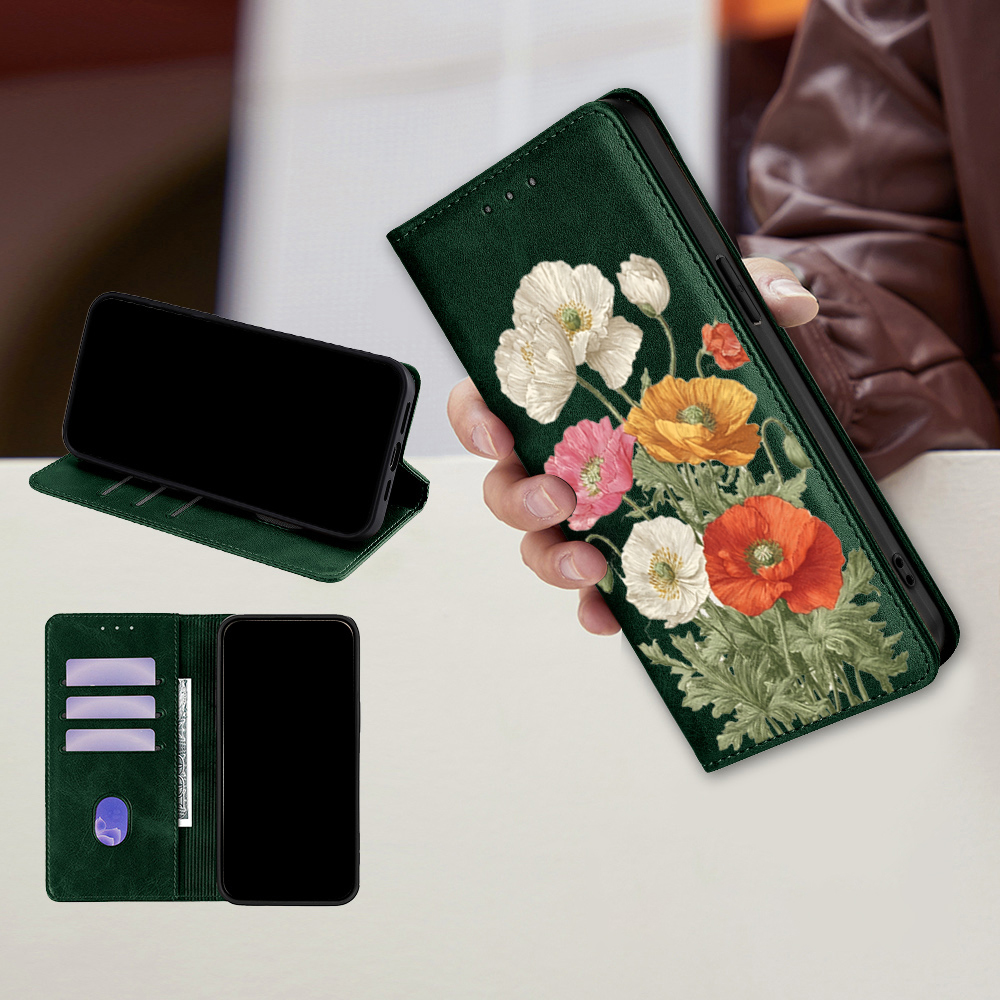 Magnetic Leather Floral patter - Flip Leather Case recension och pris