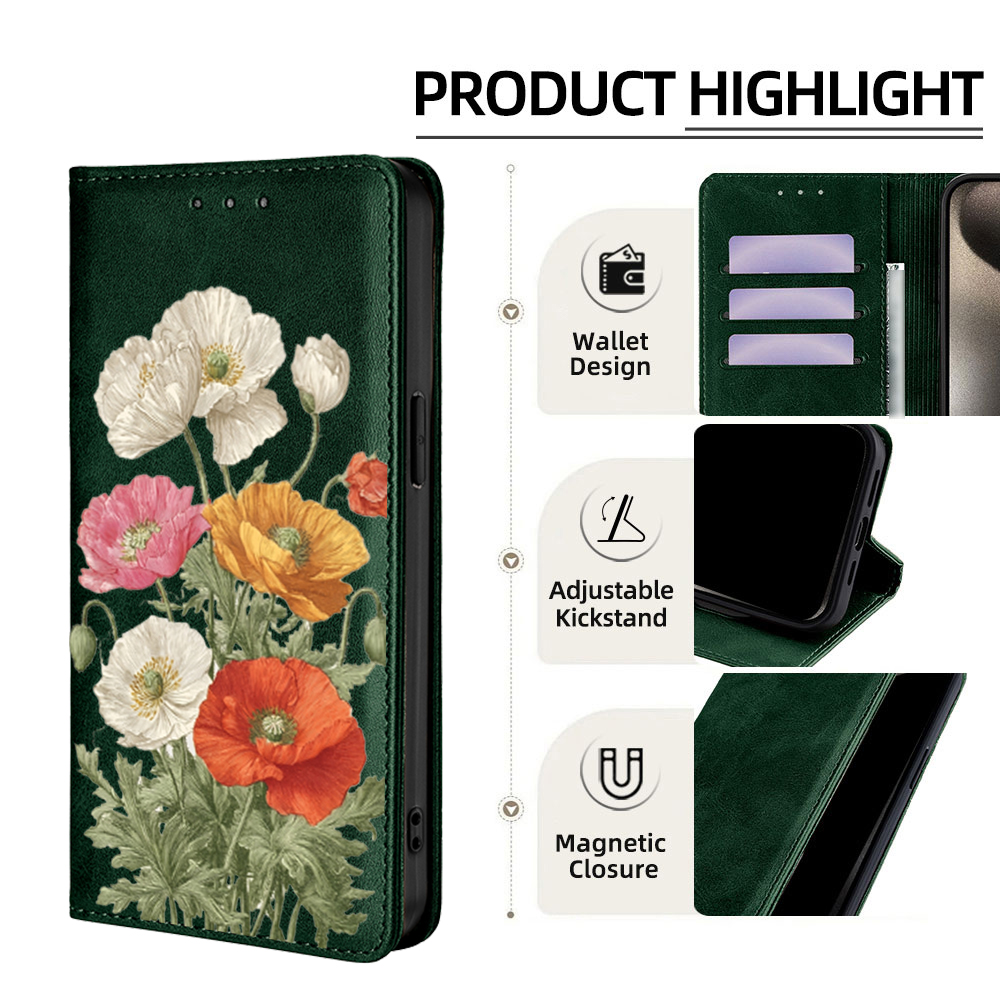 Magnetic Leather Floral patter - Flip Leather Case recension och pris