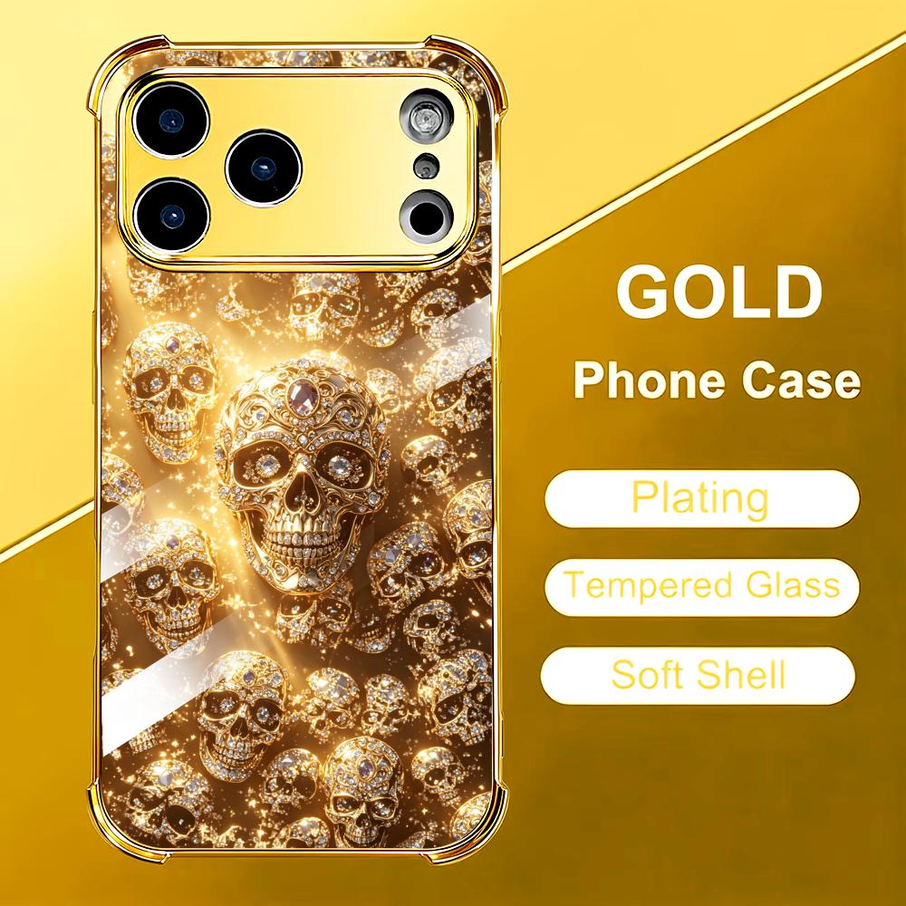 Luxurious Golden Skull glass p - Phone Cases Rhode recension och pris
