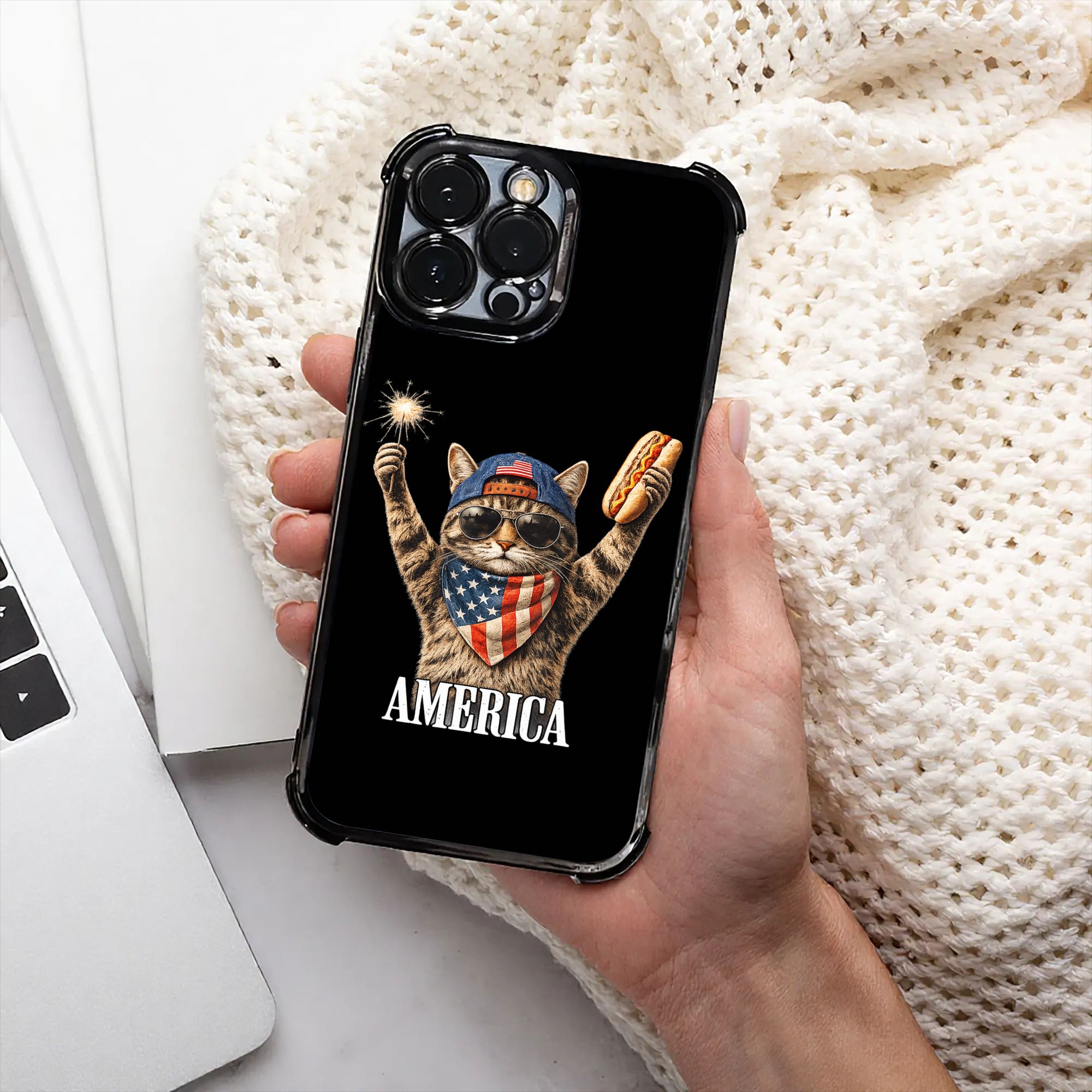 Cute America Cat Firework USA  - Phone Cases Usa recension och pris