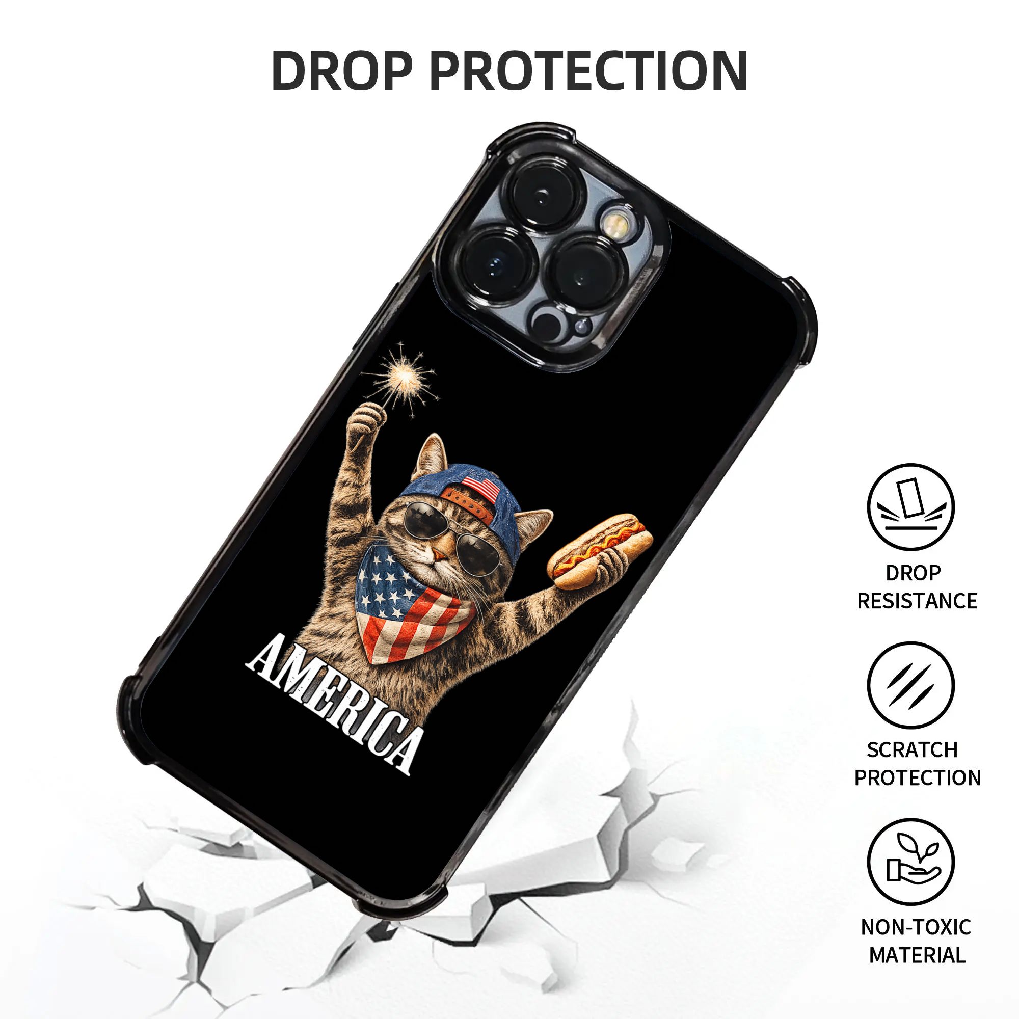 Cute America Cat Firework USA  - Phone Cases Usa recension och pris